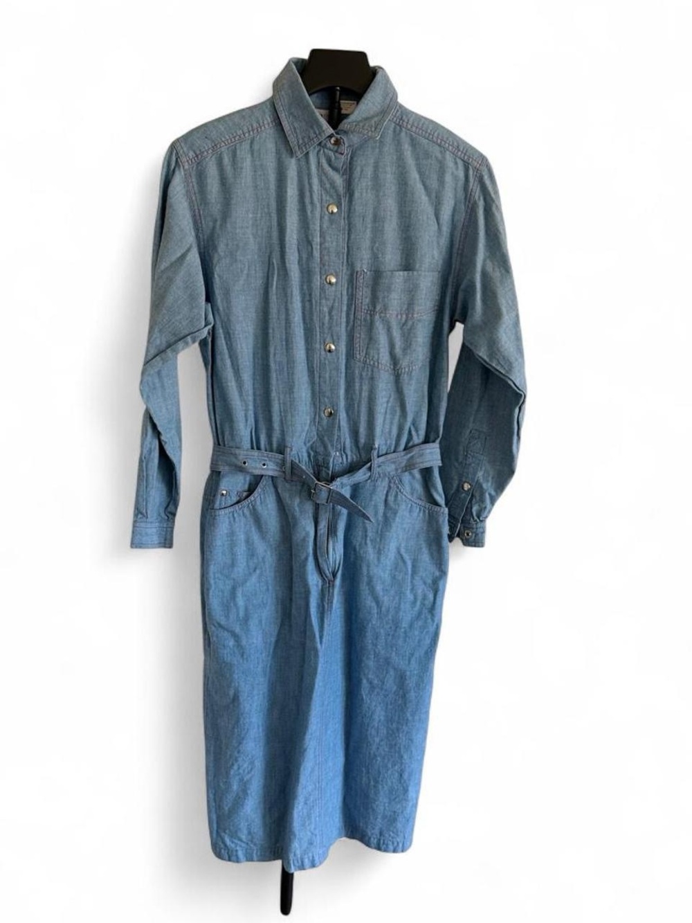 Vintage Avon Fashions Blue Chambray Cotton Shirt Dress Size 7/8